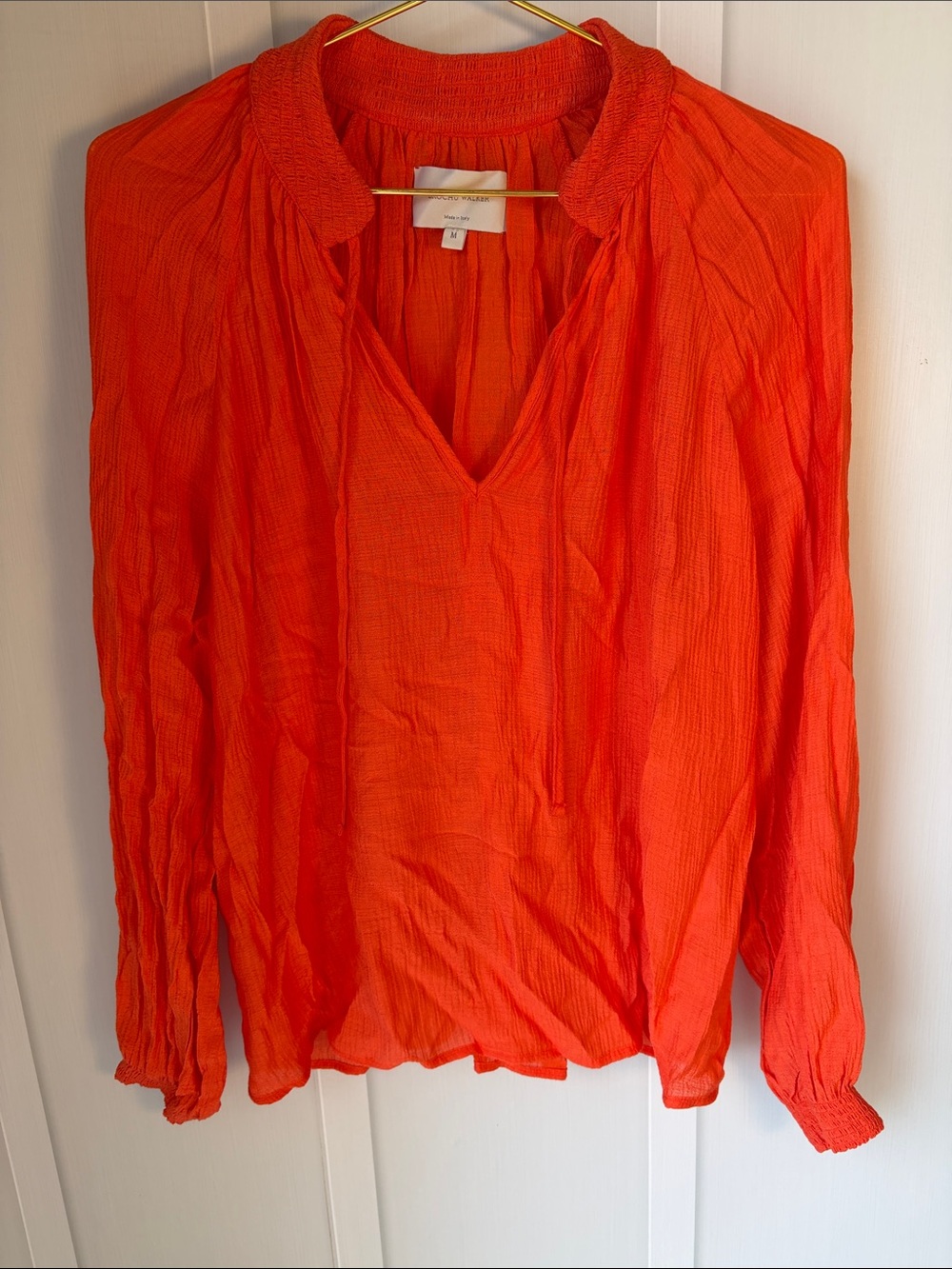 Bright Orange Women's V-Neck Long Sleeve Top - Brochu Walker